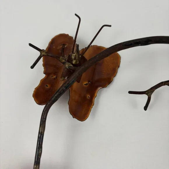 Bovano Enamel on Copper Butterflies on Branch Metal Wall Art Mid Century